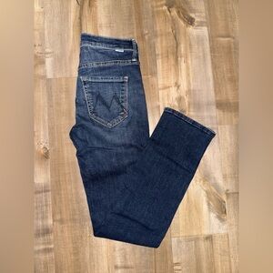 MOTHER Dark Blue Ankle & Cropped Jeans